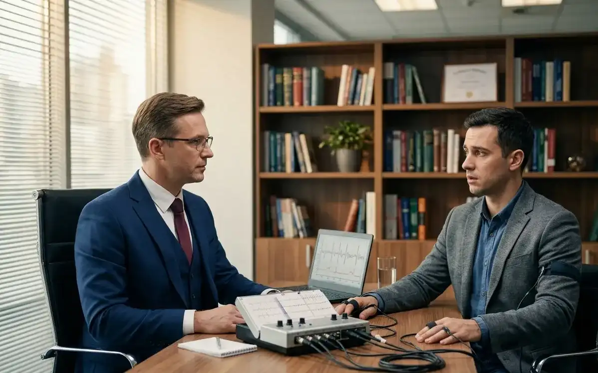 Поліграфолог проводить перевірку на детекторі брехні у Дніпрі